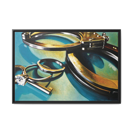 CopLife- Police Officer Law Enforcement Cuffs Hero Art Print, Framed 1.25" Matte Canvas Style