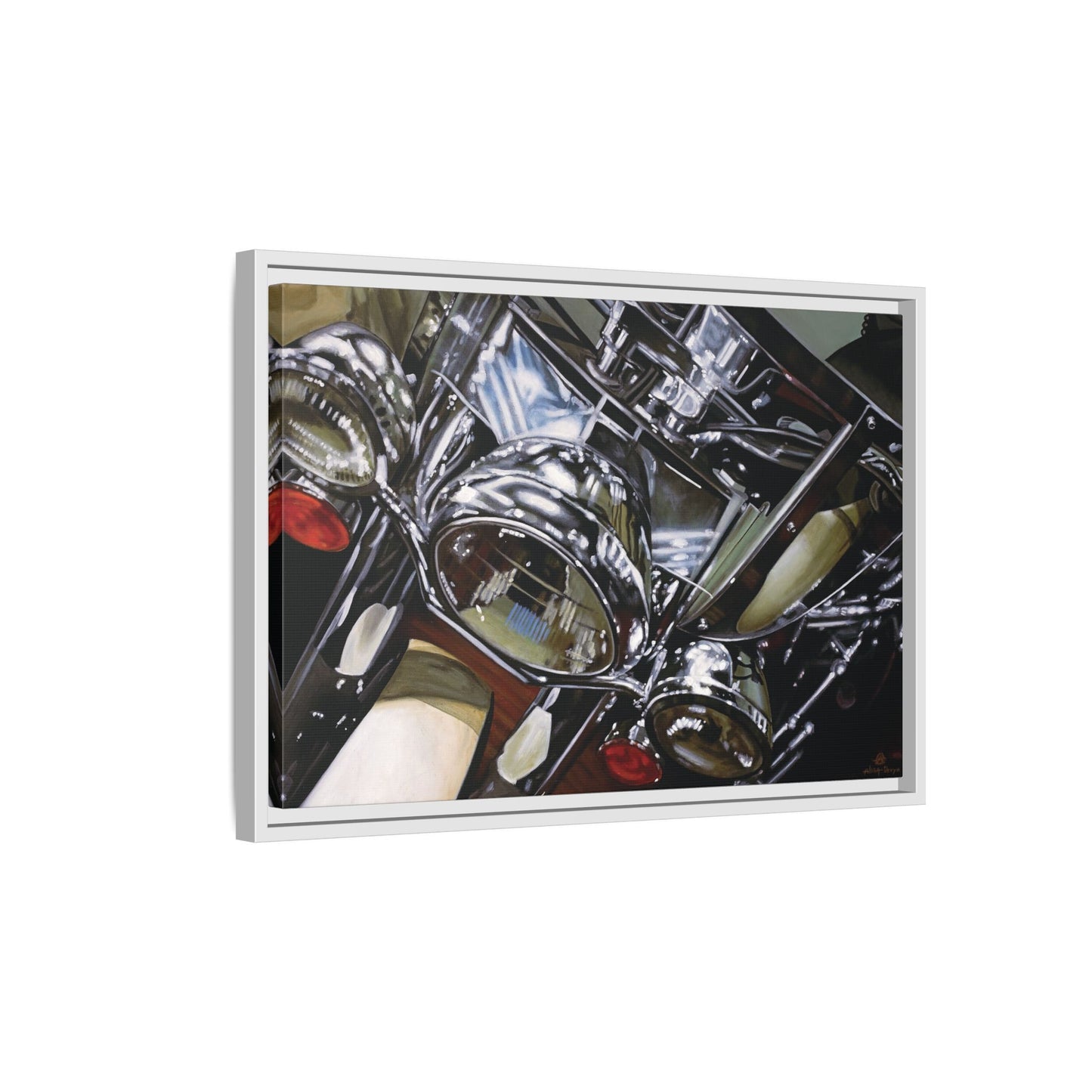 The Harley- Motorcycle Harley Davidson Rider Art Print, Framed 1.25" Matte Canvas Style