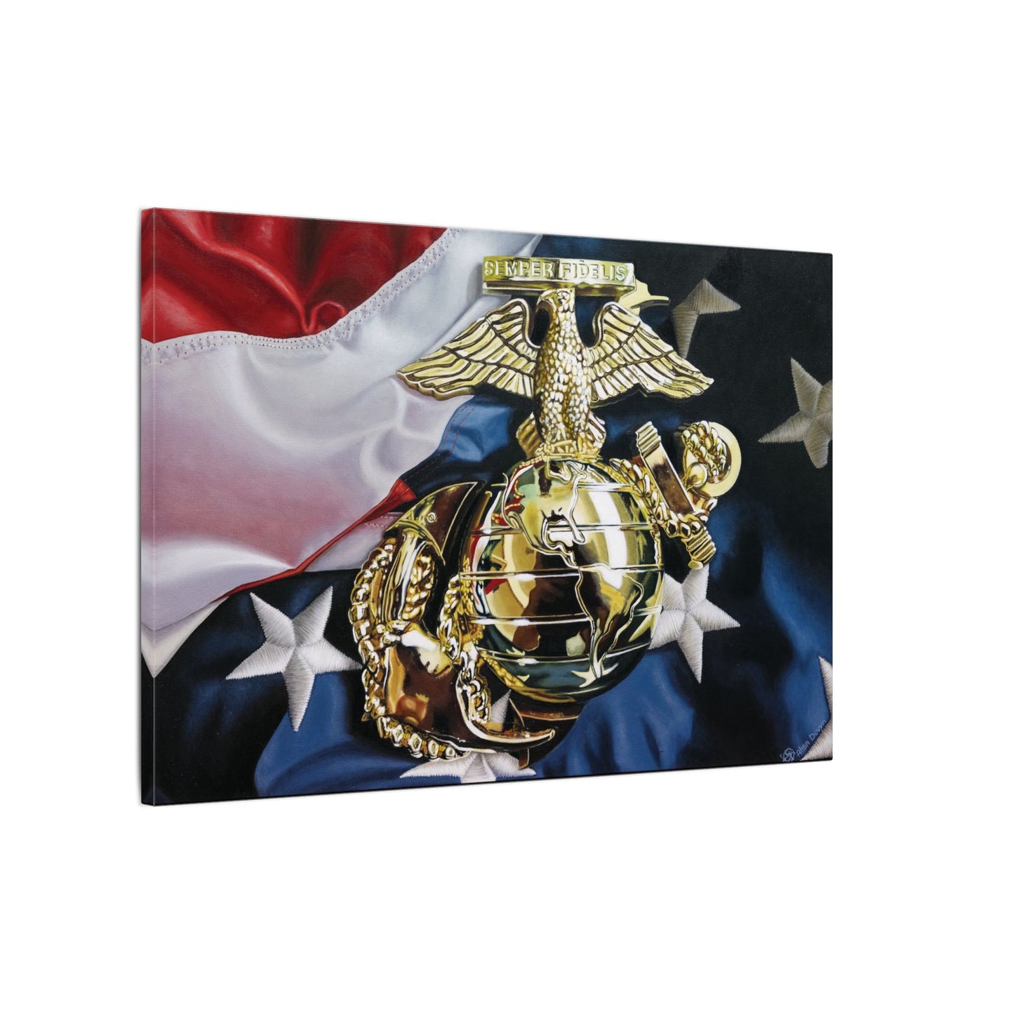The Marine- Military Merchant Marine Corps Soldier Hero Americana 0.75" Stretched Canvas Patriotic Canvas Print, Military Tribute Decor, Veteran Gift, Wall Art, Remembrance Artwork, Flag Inspired Home Decor