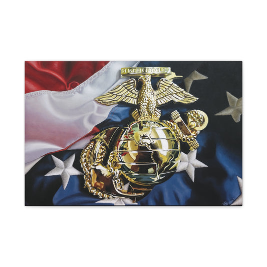 The Marine- Military Merchant Marine Corps Soldier Hero Americana 1.25" Stretched Canvas Patriotic Canvas Wall Art, Military Decor, Veteran Tribute, Home Decor, Gift for Veterans