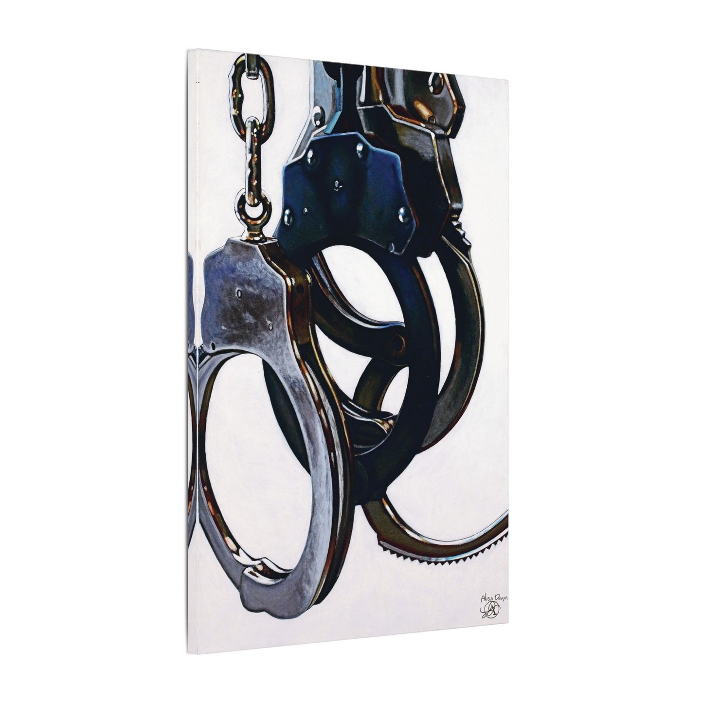 Cuffs- Police Officer Cop Law Enforcement Hero Art Print, 0.75" Matte canvas Style