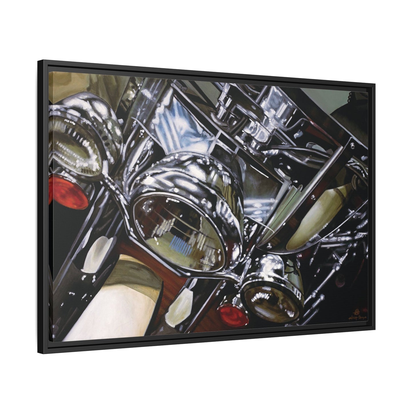 The Harley- Motorcycle Harley Davidson Rider Art Print, Framed 1.25" Matte Canvas Style