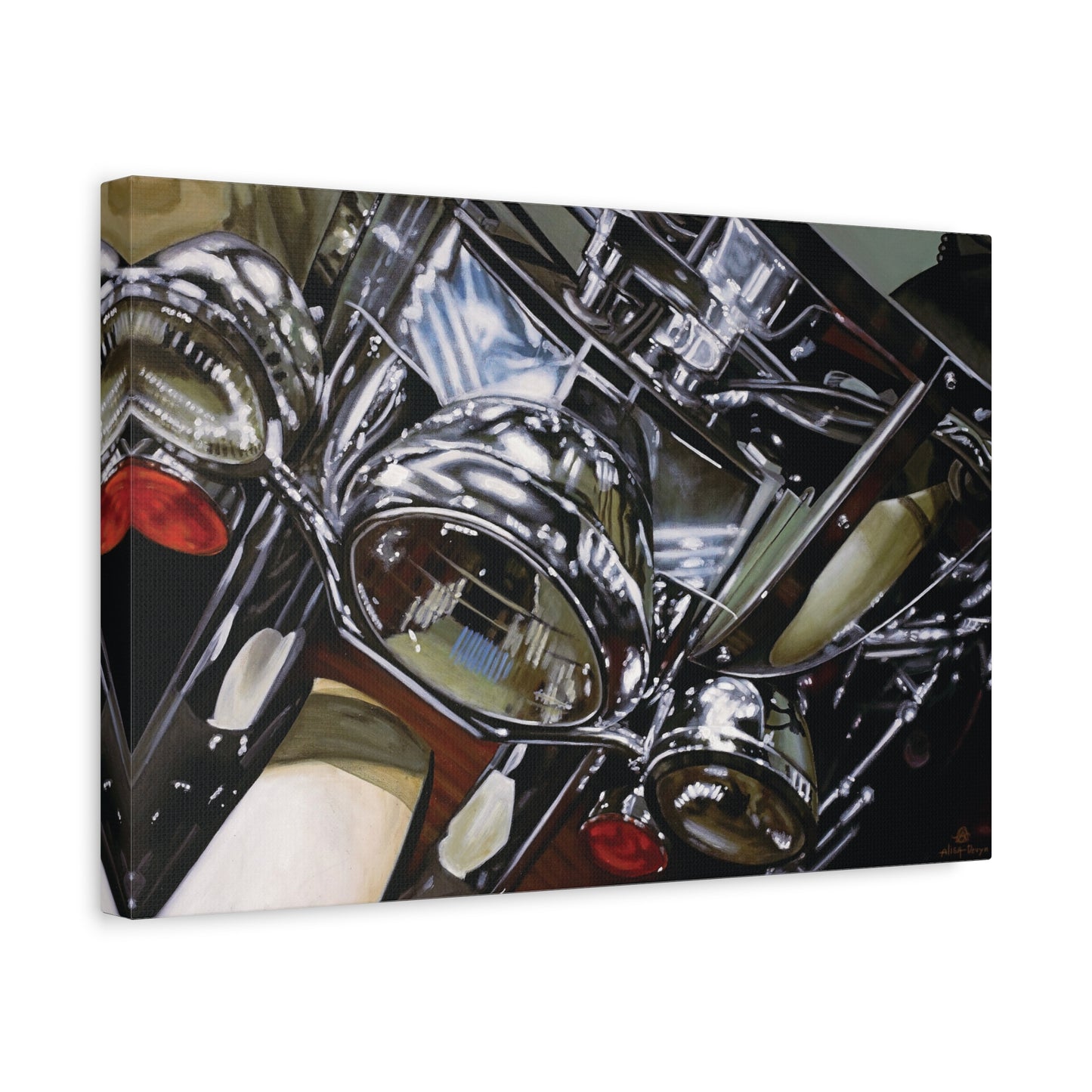 The Harley- Motorcycle Harley Davidson Rider Art Print, 1.25" Stretched Matte Canvas Style