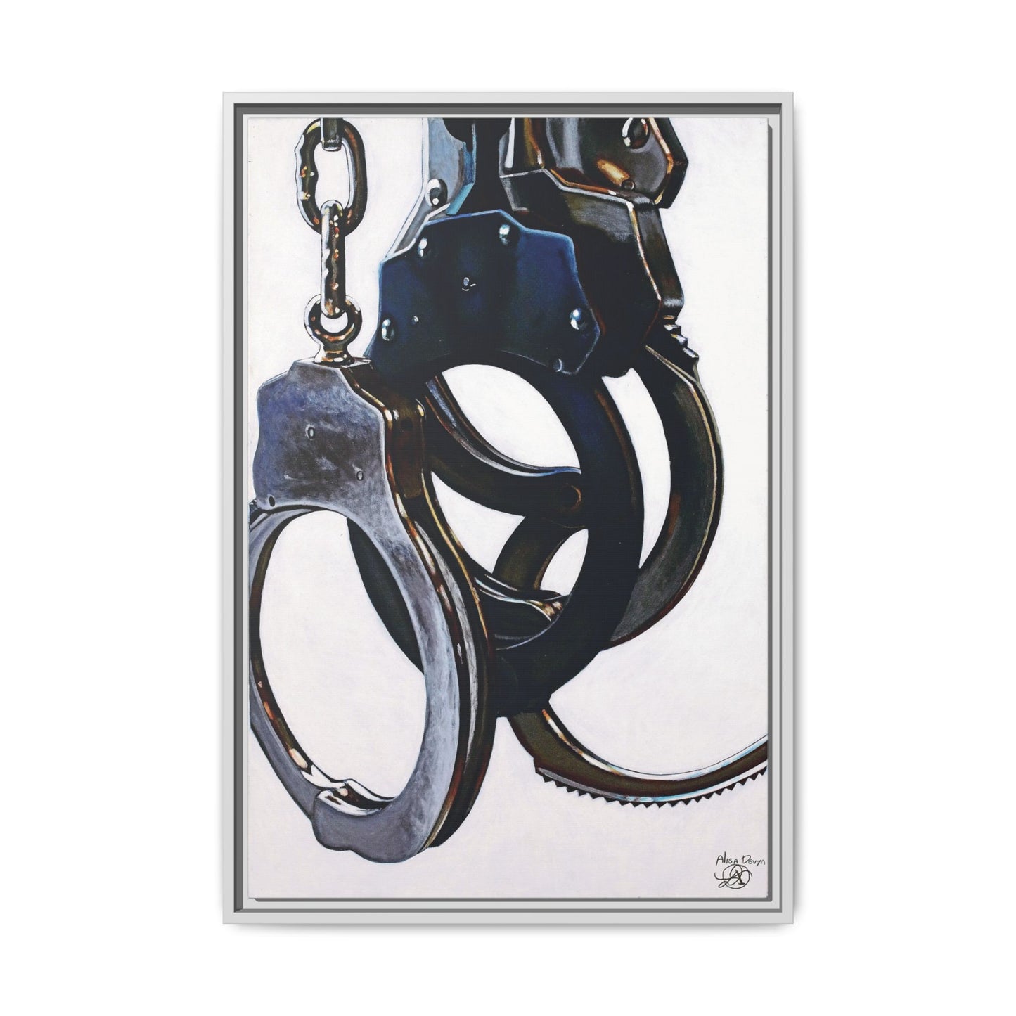Cuffs- Police Officer Cop Law Enforcement Hero Art Print, 1.25" Framed Matte Canvas Style