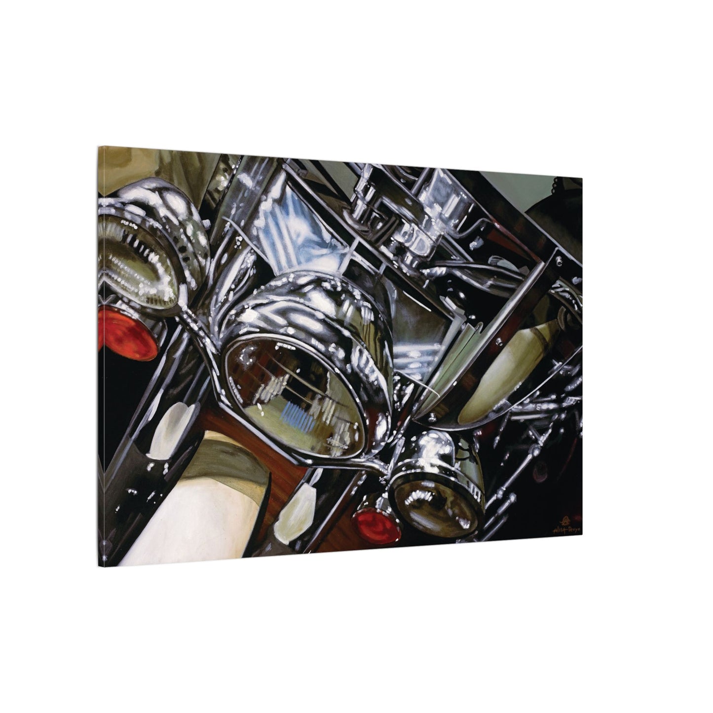 The Harley- Motorcycle Harley Davidson Rider Art Print, 0.75" Stretched Matte Canvas Style