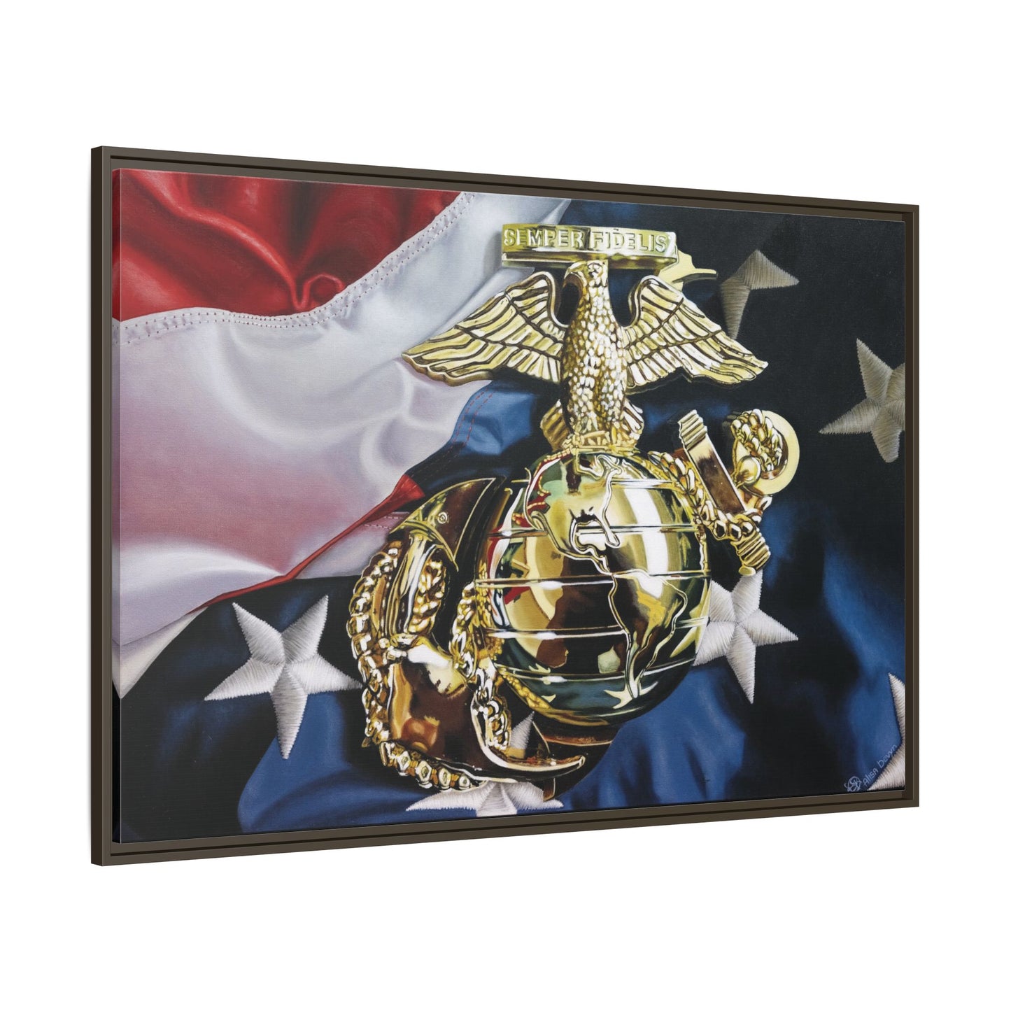 The Marine- Military Merchant Marine Corps Soldier Hero Americana Art Print, 1.25" Framed Stretched canvas