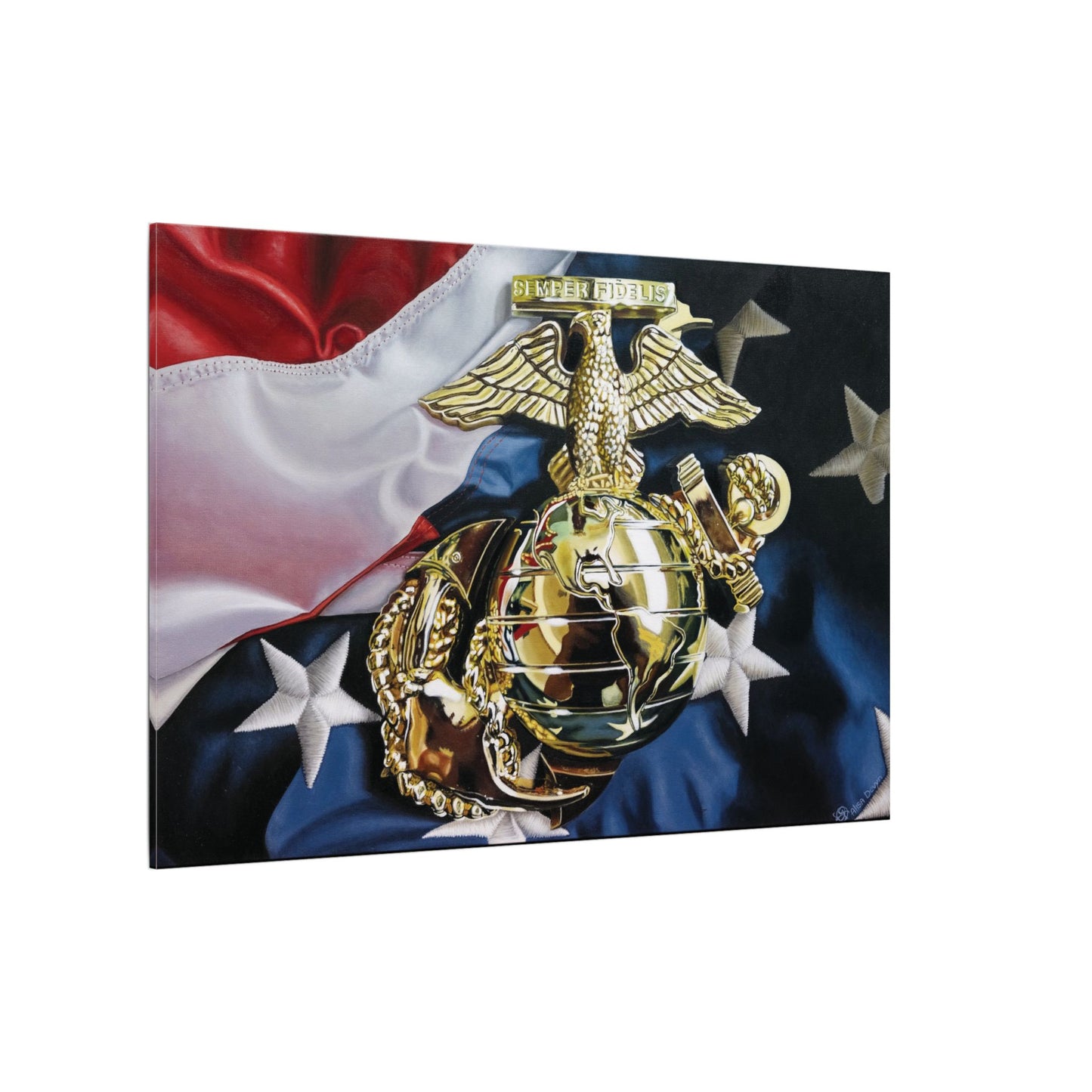 The Marine- Military Merchant Marine Corps Soldier Hero Americana 0.75" Stretched Canvas Patriotic Canvas Print, Military Tribute Decor, Veteran Gift, Wall Art, Remembrance Artwork, Flag Inspired Home Decor