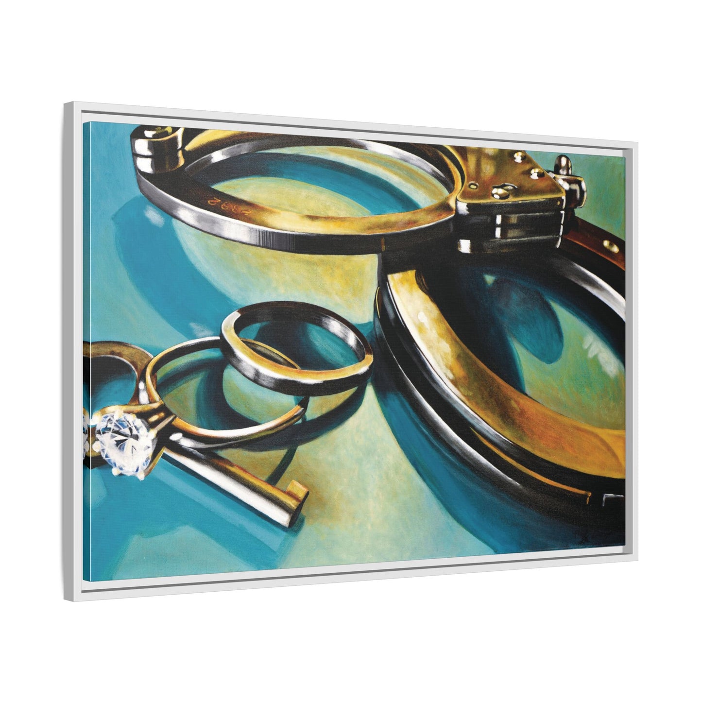 CopLife- Police Officer Law Enforcement Cuffs Hero Art Print, Framed 1.25" Matte Canvas Style