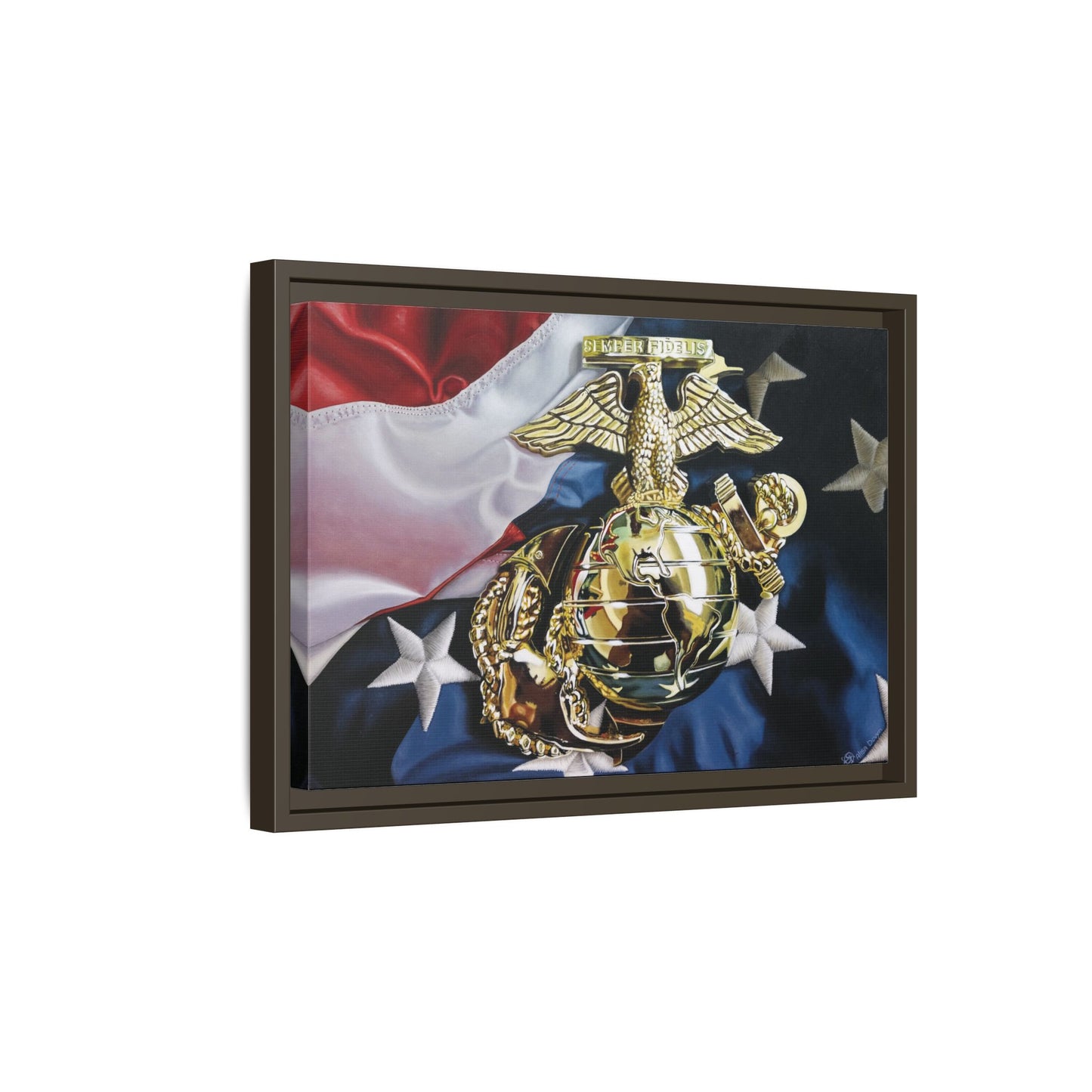 The Marine- Military Merchant Marine Corps Soldier Hero Americana Art Print, 1.25" Framed Stretched canvas