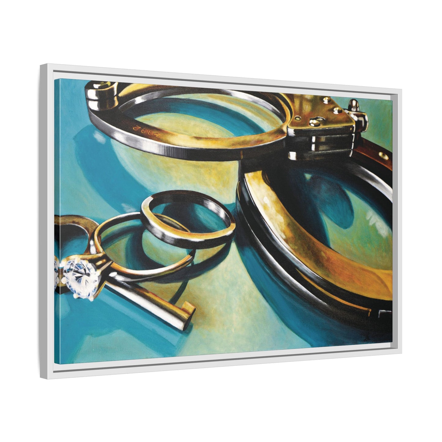 CopLife- Police Officer Law Enforcement Cuffs Hero Art Print, Framed 1.25" Matte Canvas Style