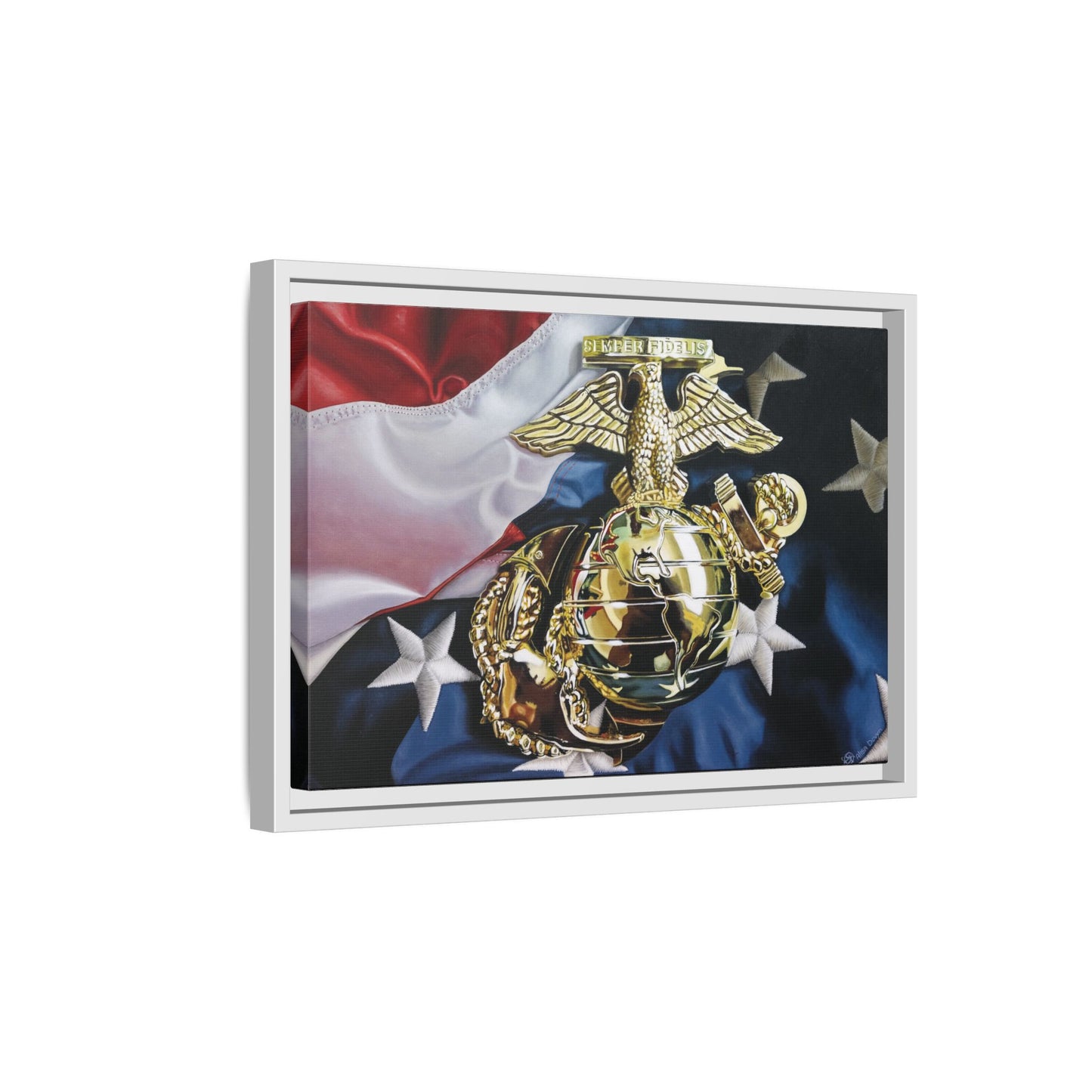 The Marine- Military Merchant Marine Corps Soldier Hero Americana Art Print, 1.25" Framed Stretched canvas
