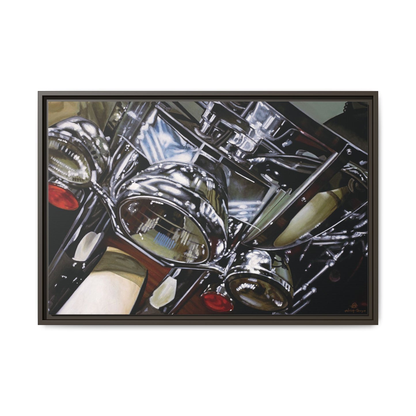 The Harley- Motorcycle Harley Davidson Rider Art Print, Framed 1.25" Matte Canvas Style