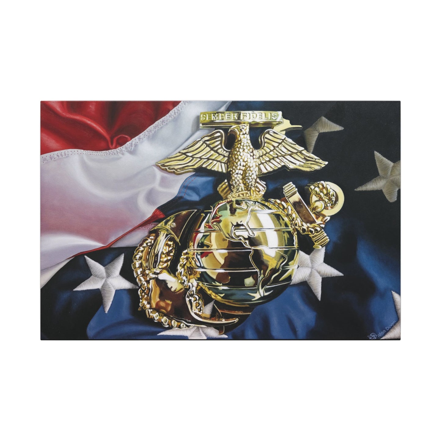 The Marine- Military Merchant Marine Corps Soldier Hero Americana 0.75" Stretched Canvas Patriotic Canvas Print, Military Tribute Decor, Veteran Gift, Wall Art, Remembrance Artwork, Flag Inspired Home Decor