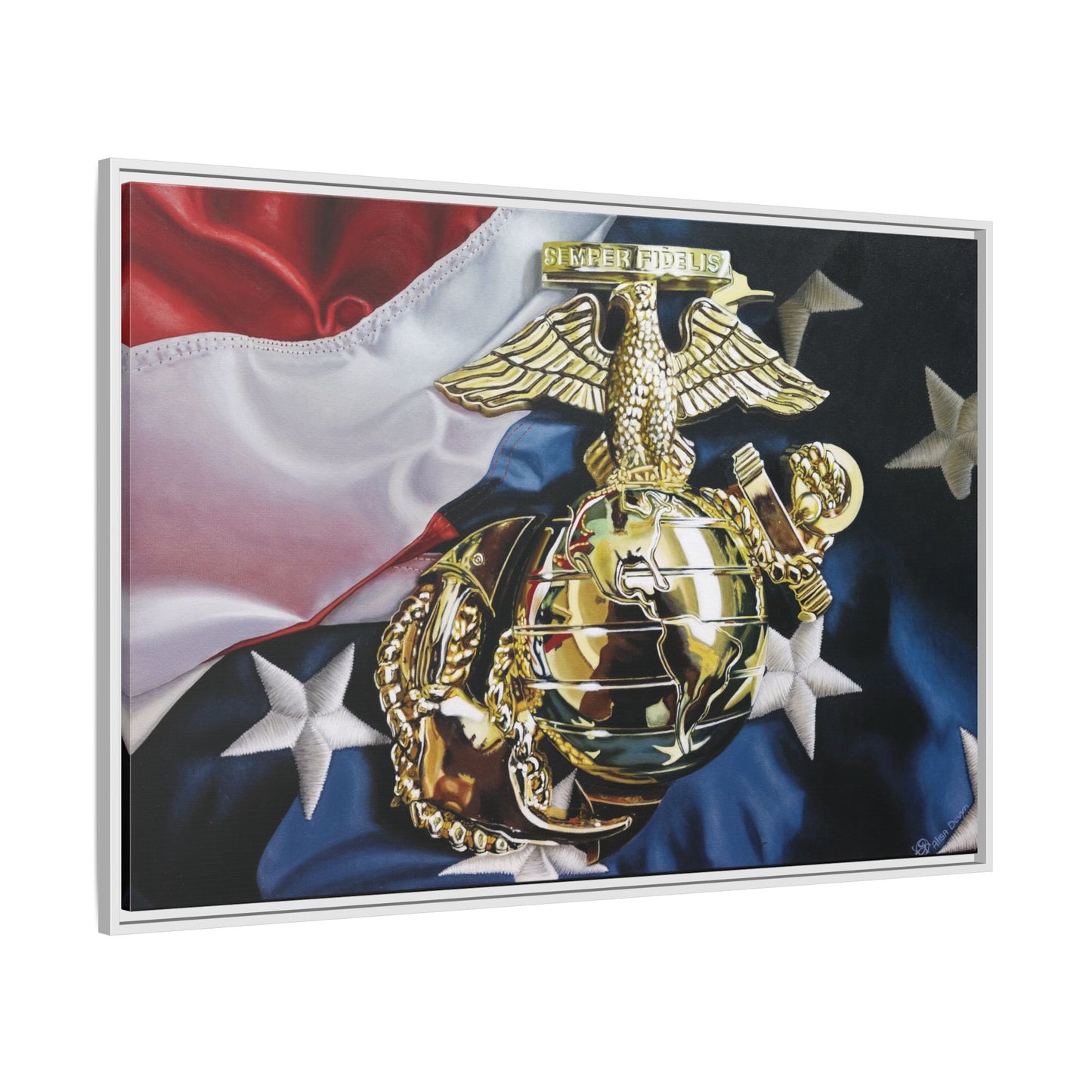 The Marine- Military Merchant Marine Corps Soldier Hero Americana Art Print, 1.25" Framed Stretched canvas