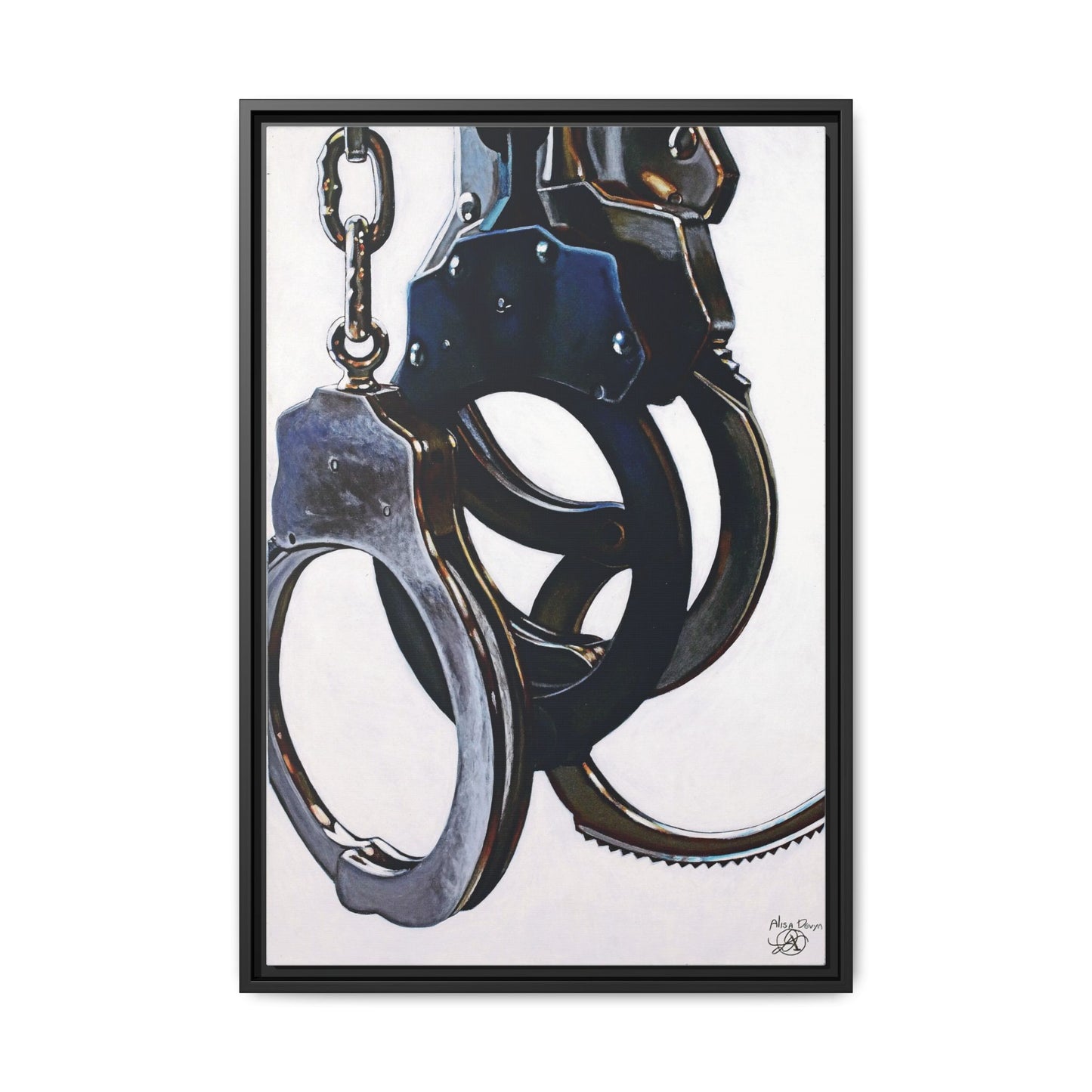 Cuffs- Police Officer Cop Law Enforcement Hero Art Print, 1.25" Framed Matte Canvas Style