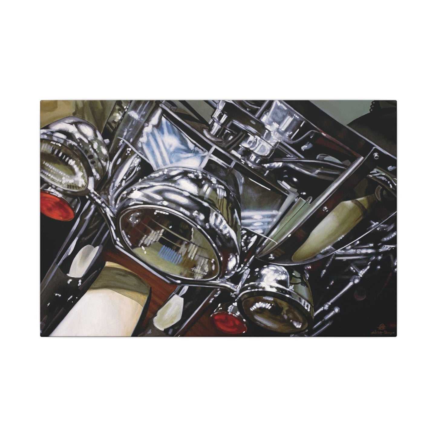 The Harley- Motorcycle Harley Davidson Rider Art Print, 0.75" Stretched Matte Canvas Style