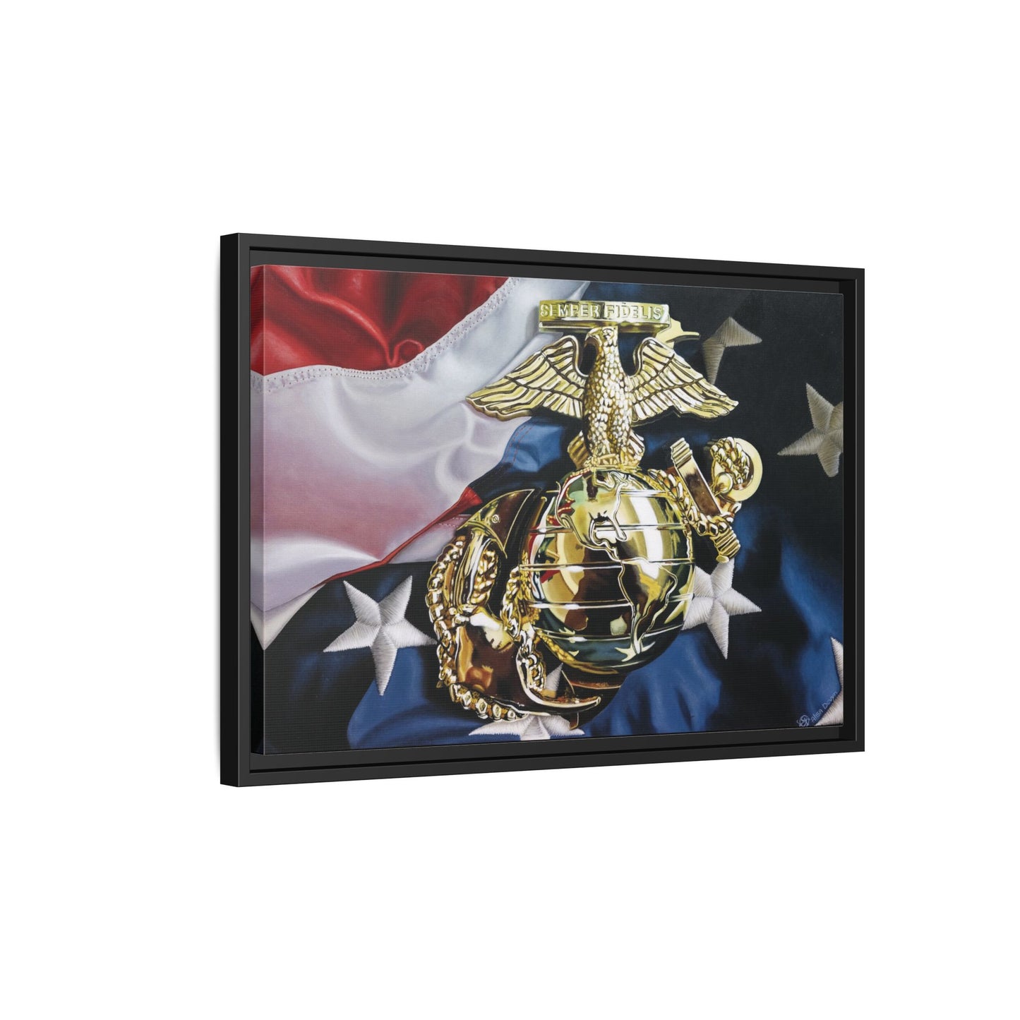 The Marine- Military Merchant Marine Corps Soldier Hero Americana Art Print, 1.25" Framed Stretched canvas