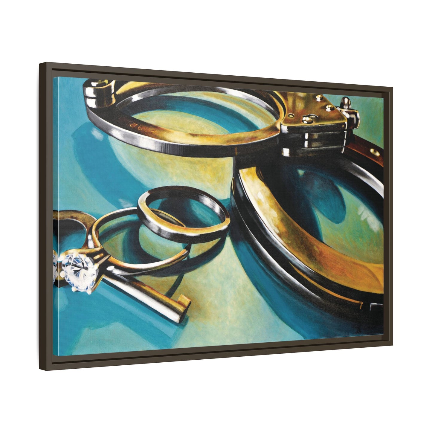 CopLife- Police Officer Law Enforcement Cuffs Hero Art Print, Framed 1.25" Matte Canvas Style