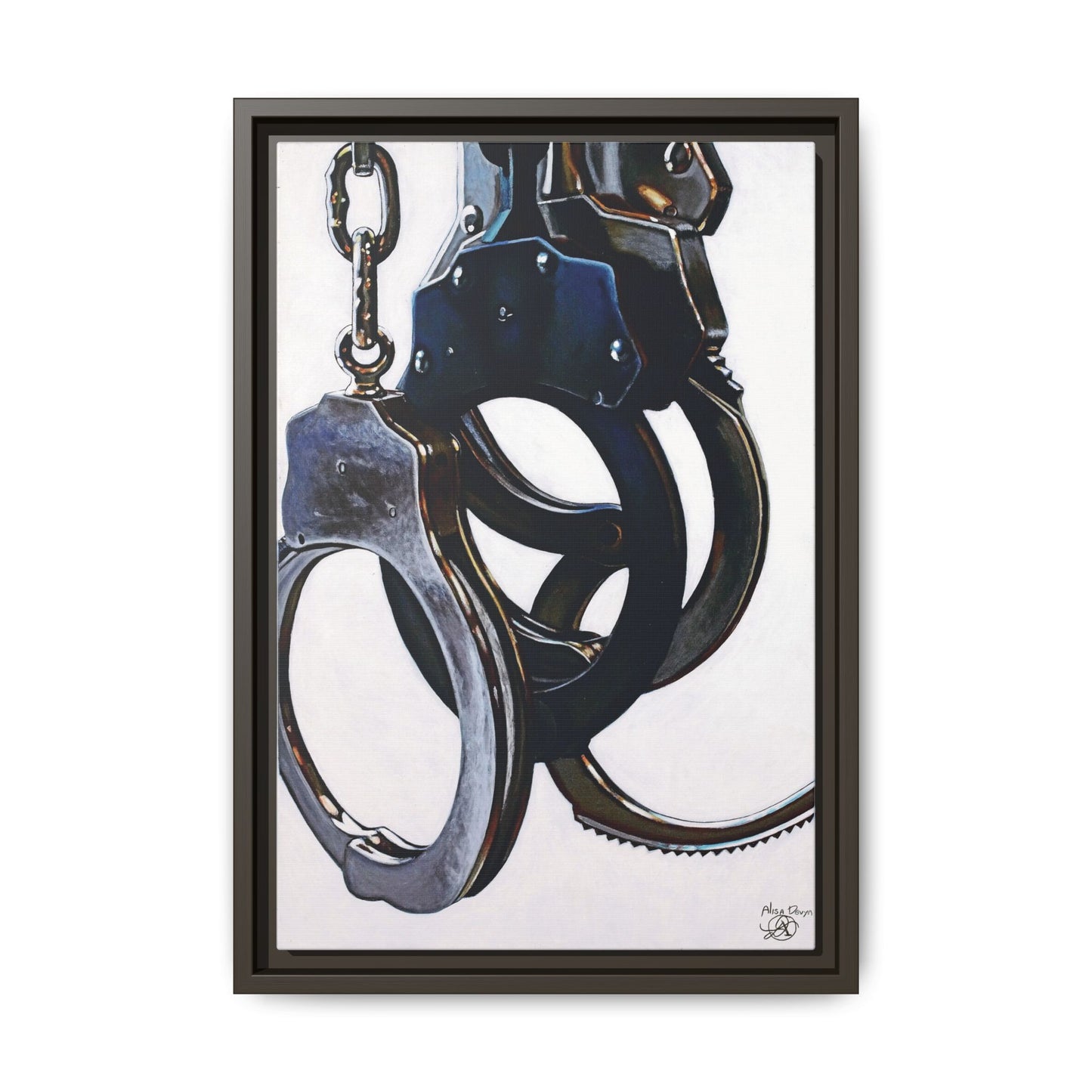 Cuffs- Police Officer Cop Law Enforcement Hero Art Print, 1.25" Framed Matte Canvas Style