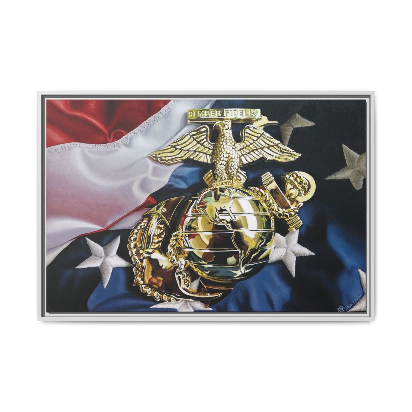 The Marine- Military Merchant Marine Corps Soldier Hero Americana Art Print, 1.25" Framed Stretched canvas