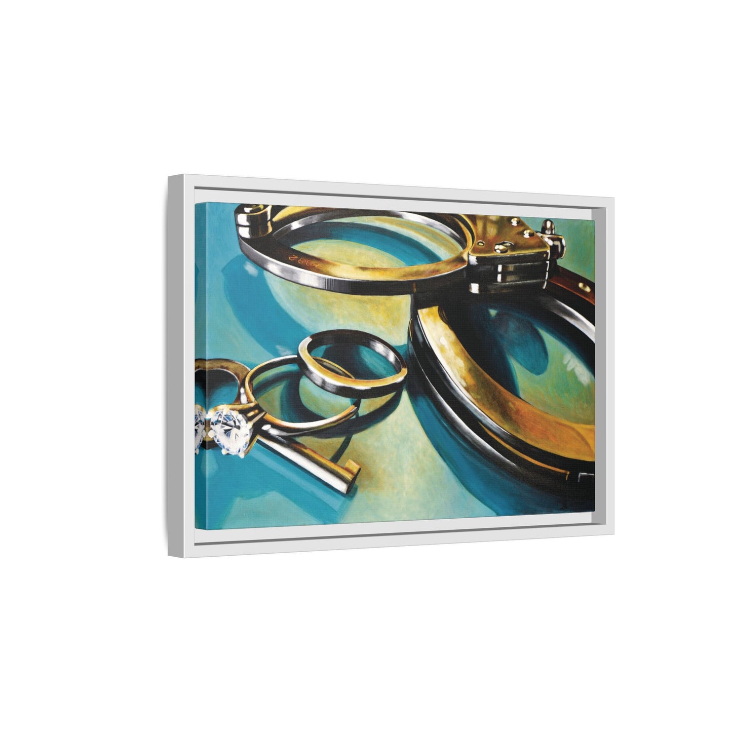 CopLife- Police Officer Law Enforcement Cuffs Hero Art Print, Framed 1.25" Matte Canvas Style