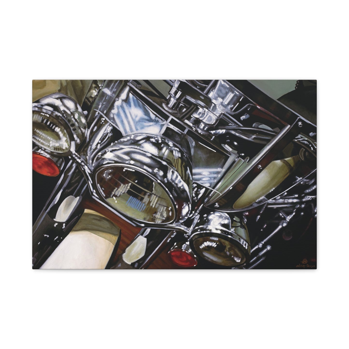 The Harley- Motorcycle Harley Davidson Rider Art Print, 1.25" Stretched Matte Canvas Style