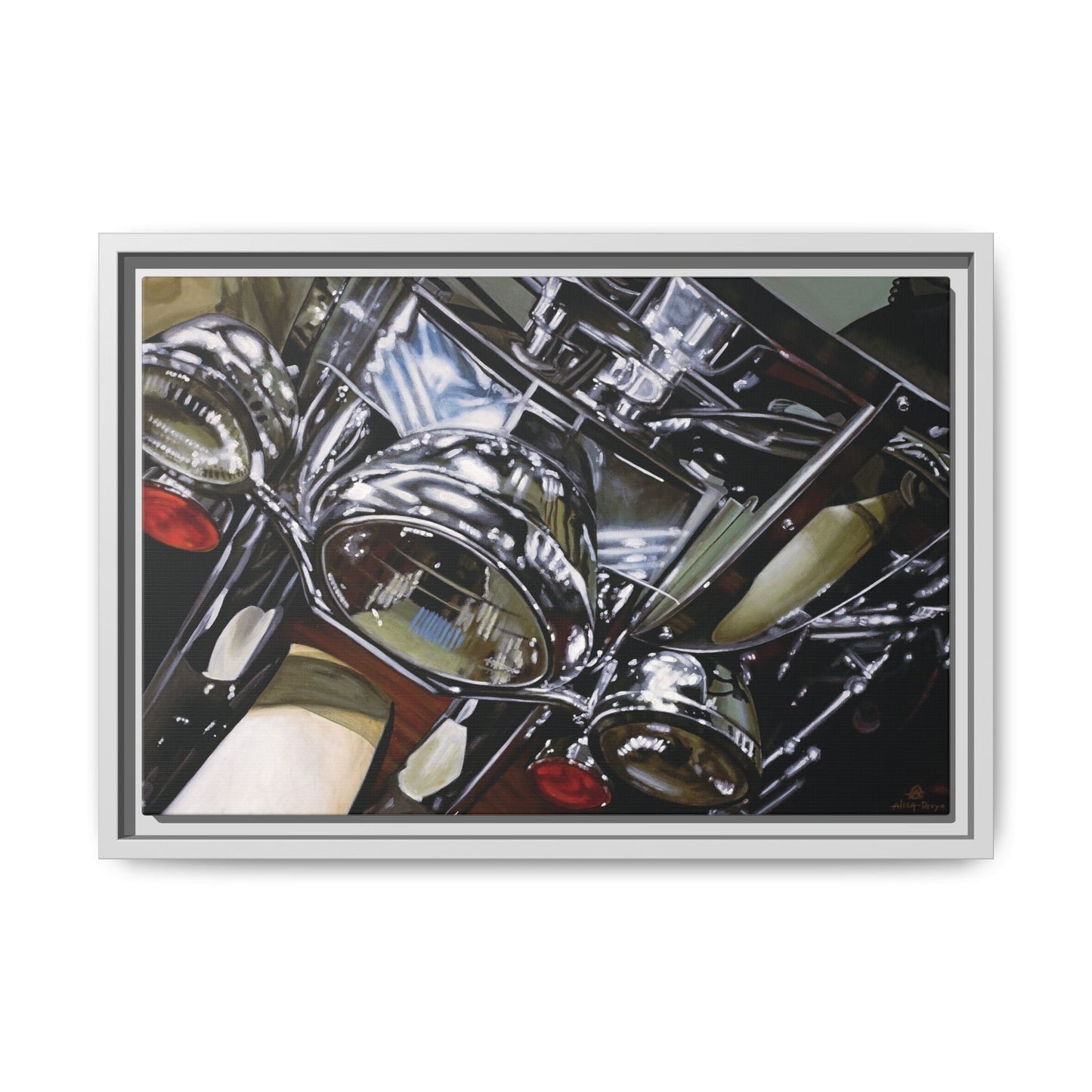 The Harley- Motorcycle Harley Davidson Rider Art Print, Framed 1.25" Matte Canvas Style