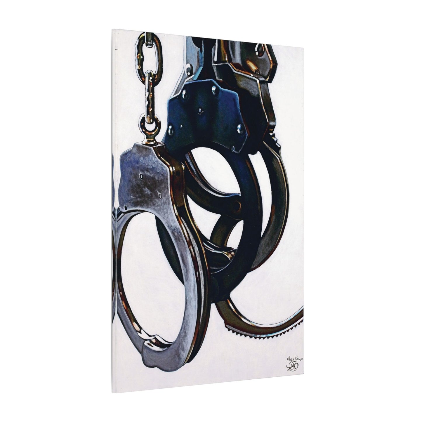 Cuffs- Police Officer Cop Law Enforcement Hero Art Print, 0.75" Matte canvas Style