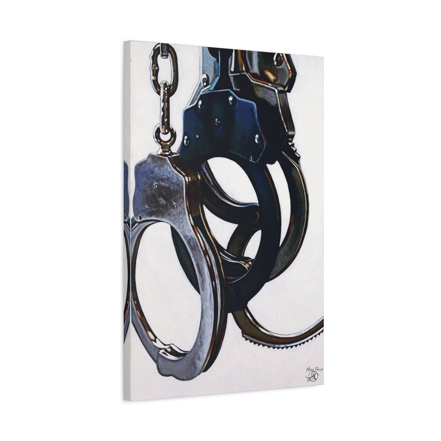 Cuffs-  Police Officer Cop Law Enforcement Hero Art Print, 1.25" Matte Stretched canvas Style
