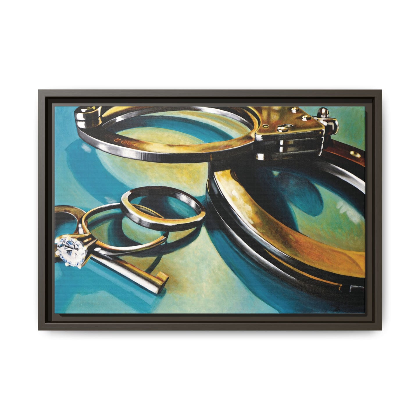 CopLife- Police Officer Law Enforcement Cuffs Hero Art Print, Framed 1.25" Matte Canvas Style