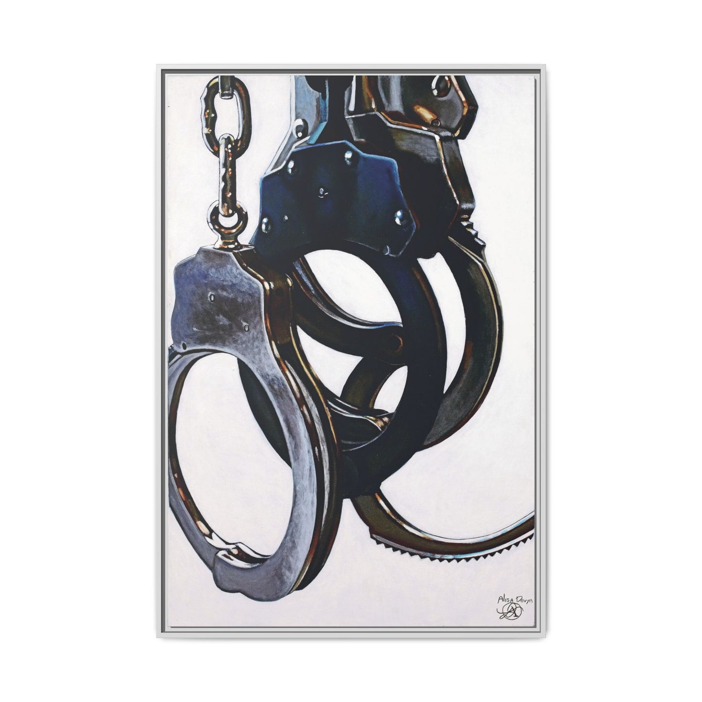 Cuffs- Police Officer Cop Law Enforcement Hero Art Print, 1.25" Framed Matte Canvas Style