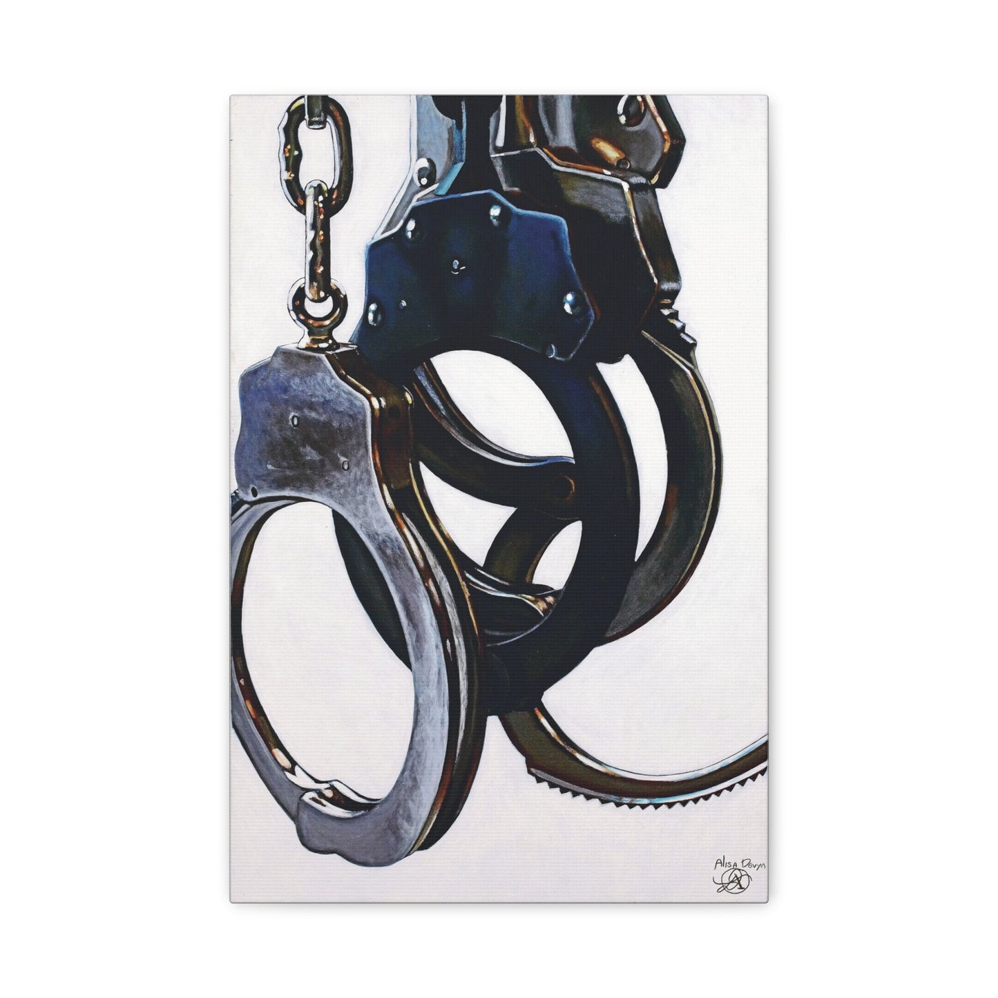 Cuffs-  Police Officer Cop Law Enforcement Hero Art Print, 1.25" Matte Stretched canvas Style