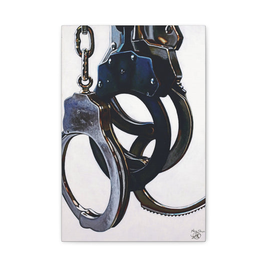 Cuffs-  Police Officer Cop Law Enforcement Hero Art Print, 1.25" Matte Stretched canvas Style