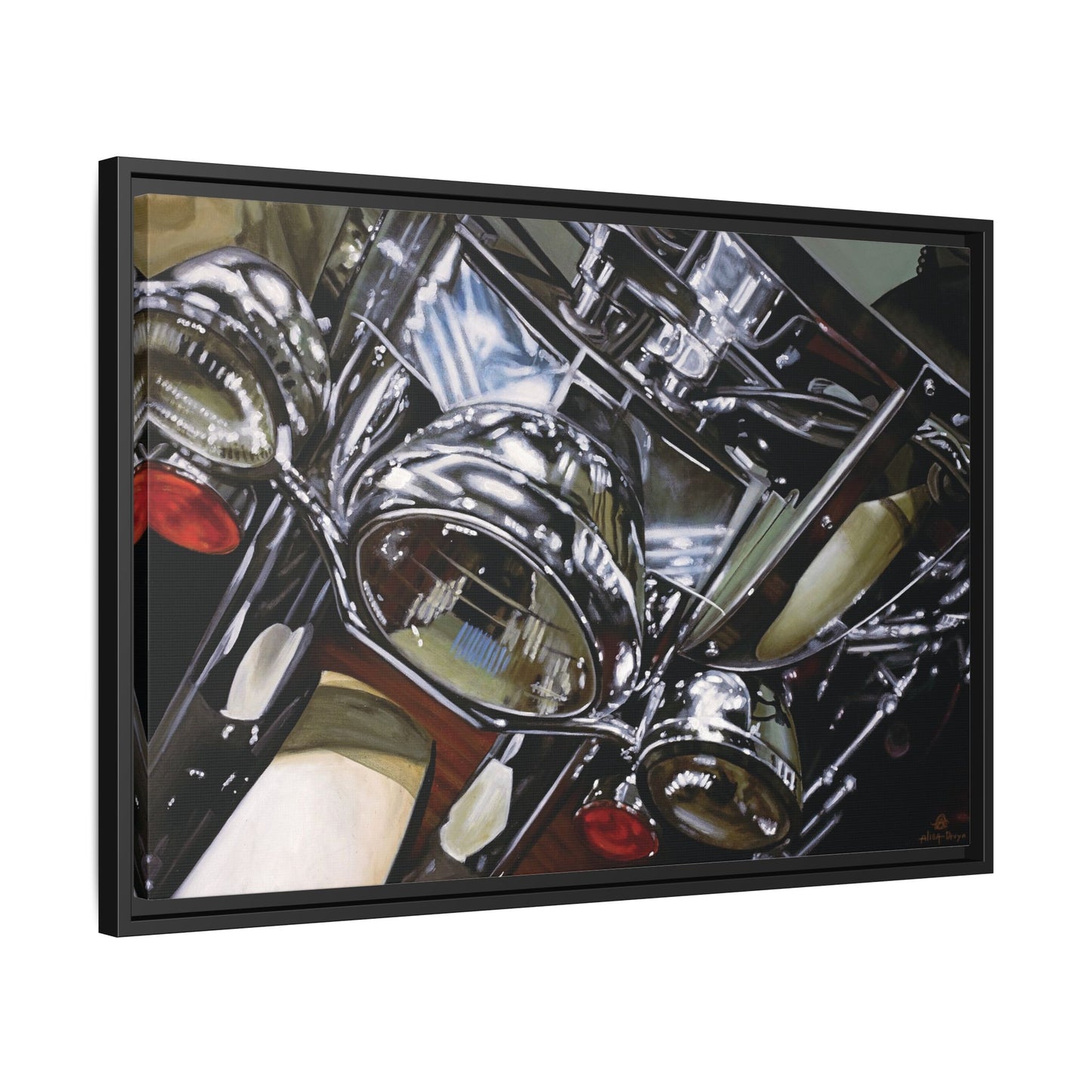 The Harley- Motorcycle Harley Davidson Rider Art Print, Framed 1.25" Matte Canvas Style