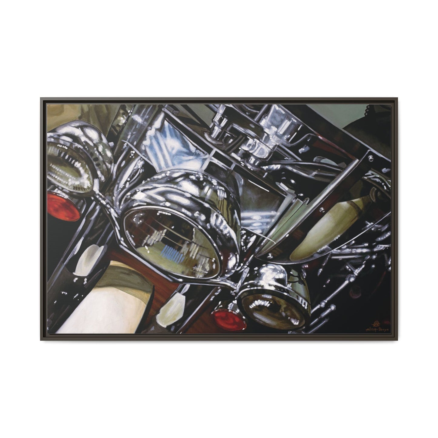 The Harley- Motorcycle Harley Davidson Rider Art Print, Framed 1.25" Matte Canvas Style