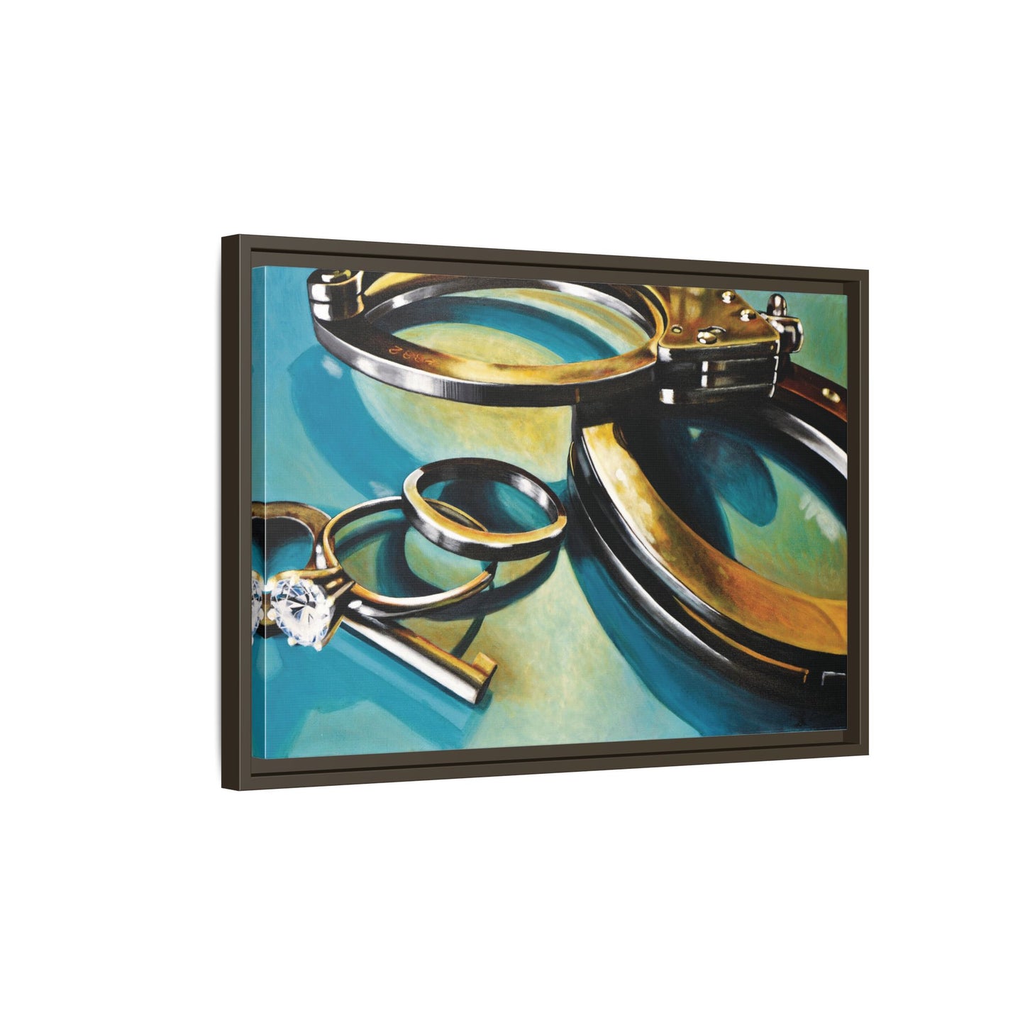 CopLife- Police Officer Law Enforcement Cuffs Hero Art Print, Framed 1.25" Matte Canvas Style