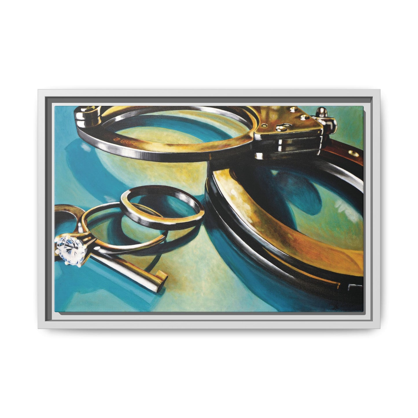 CopLife- Police Officer Law Enforcement Cuffs Hero Art Print, Framed 1.25" Matte Canvas Style