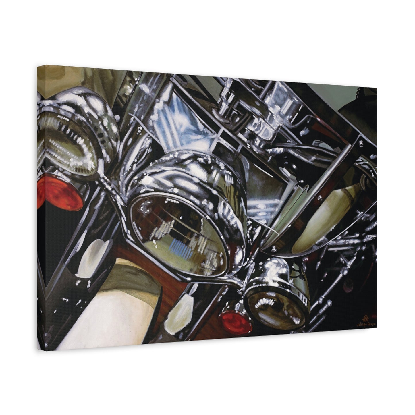 The Harley- Motorcycle Harley Davidson Rider Art Print, 1.25" Stretched Matte Canvas Style