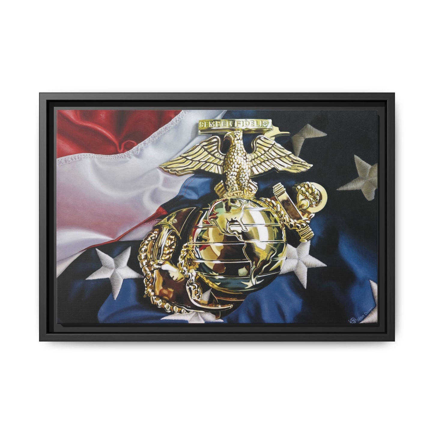 The Marine- Military Merchant Marine Corps Soldier Hero Americana Art Print, 1.25" Framed Stretched canvas