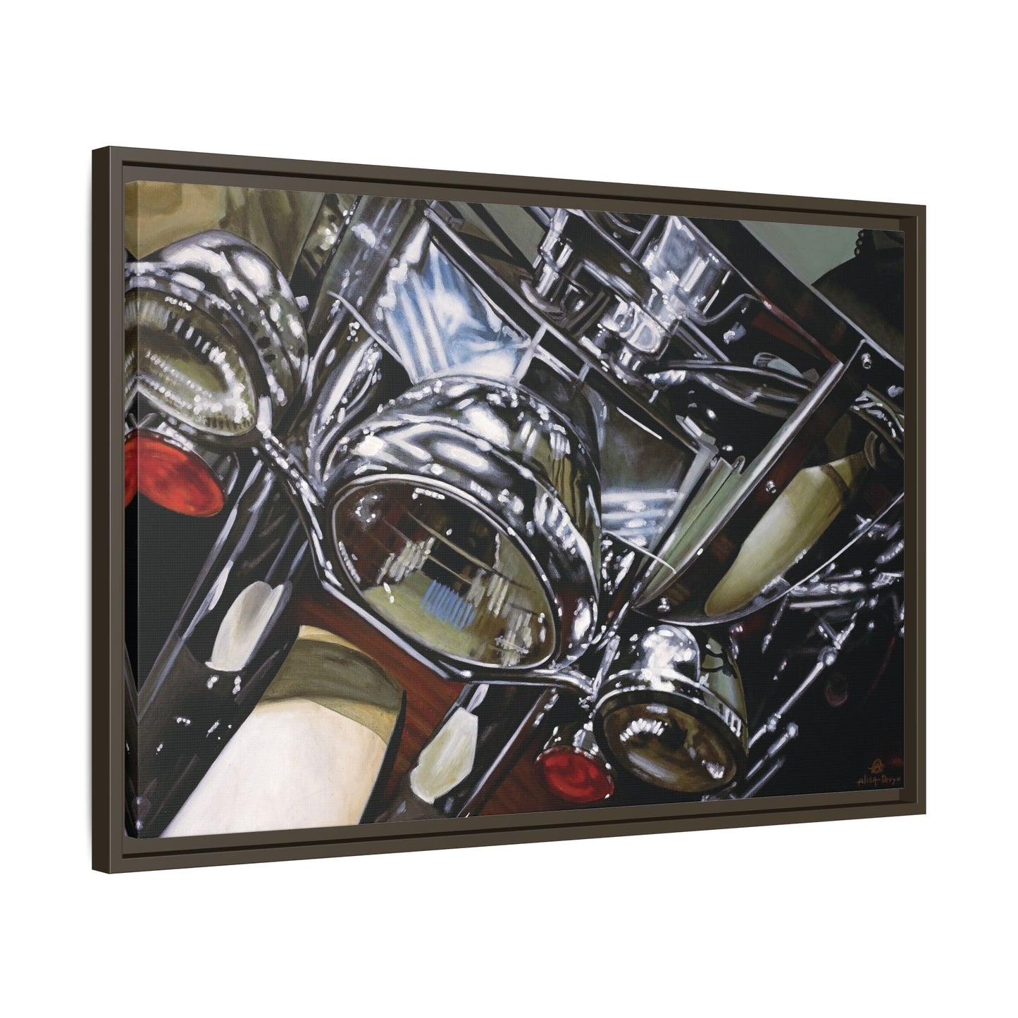 The Harley- Motorcycle Harley Davidson Rider Art Print, Framed 1.25" Matte Canvas Style