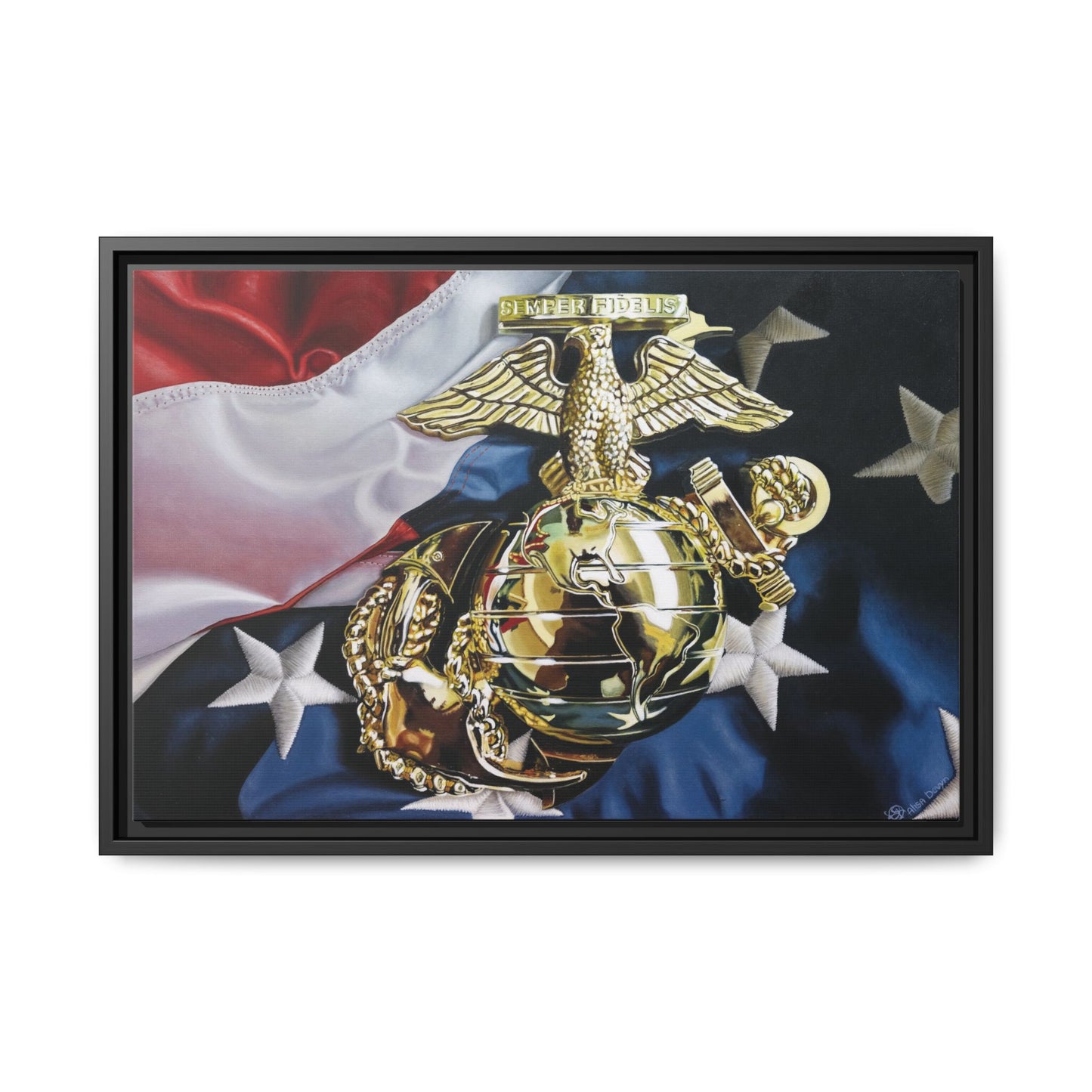 The Marine- Military Merchant Marine Corps Soldier Hero Americana Art Print, 1.25" Framed Stretched canvas