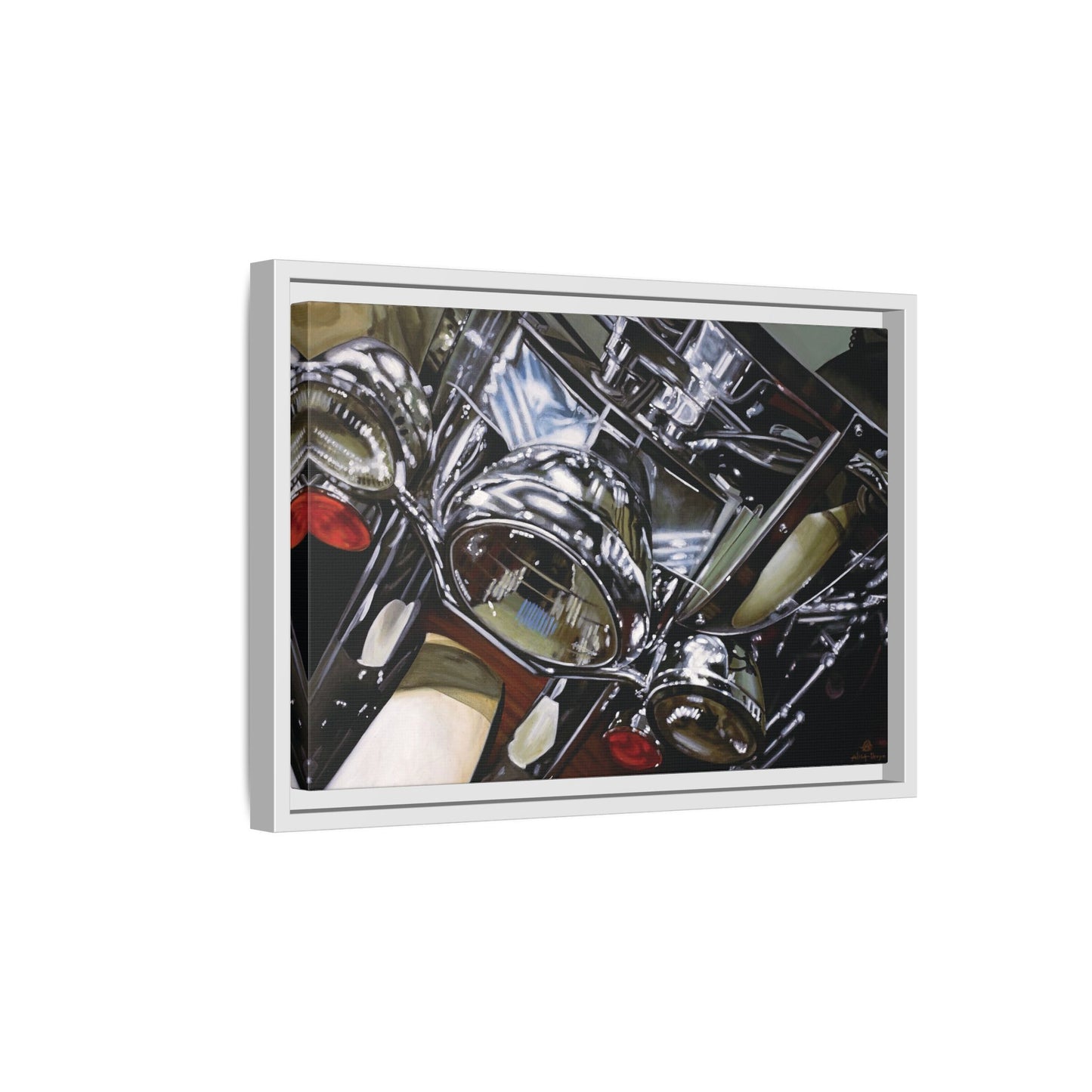 The Harley- Motorcycle Harley Davidson Rider Art Print, Framed 1.25" Matte Canvas Style