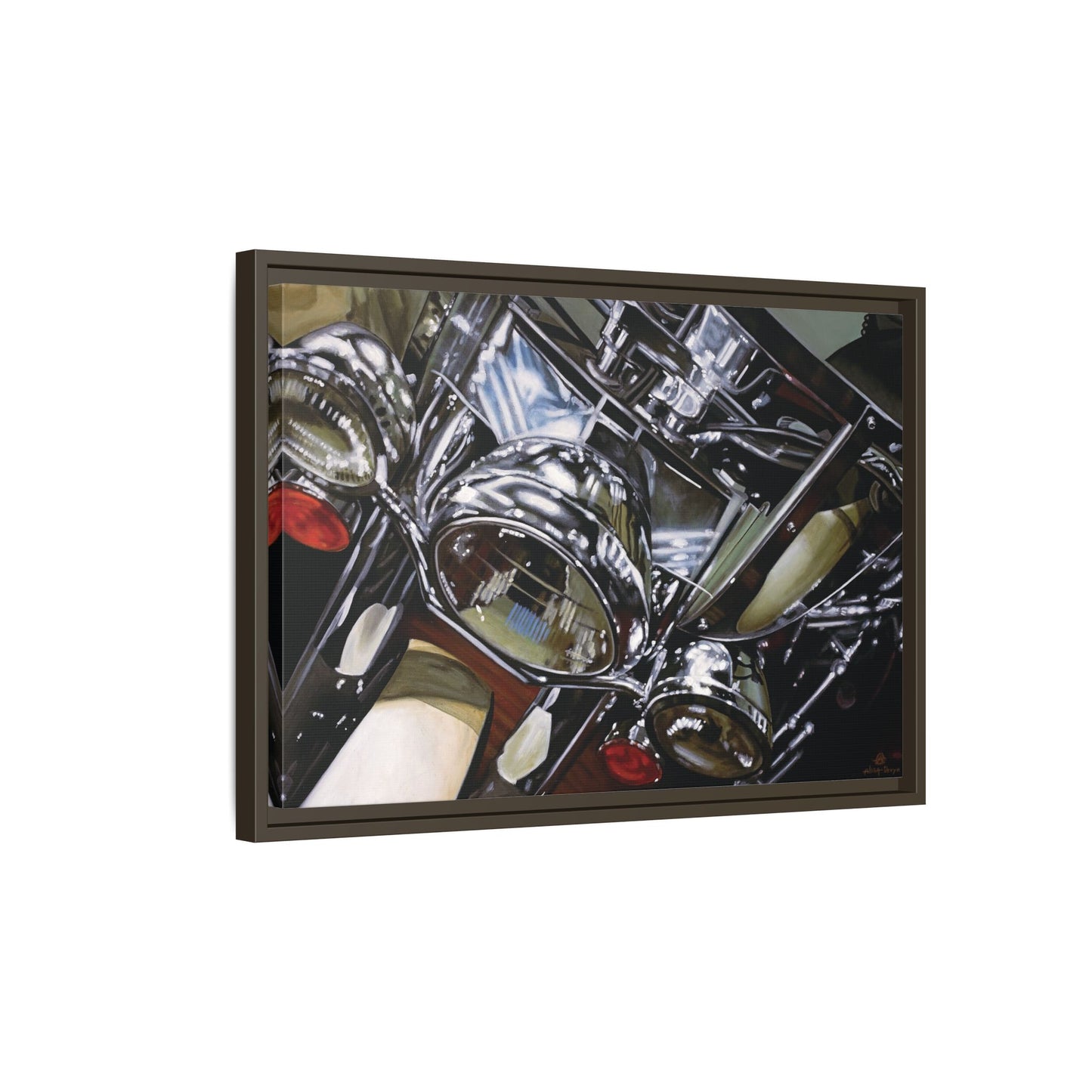 The Harley- Motorcycle Harley Davidson Rider Art Print, Framed 1.25" Matte Canvas Style