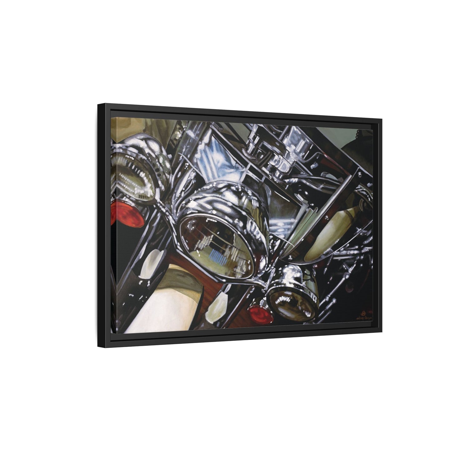 The Harley- Motorcycle Harley Davidson Rider Art Print, Framed 1.25" Matte Canvas Style