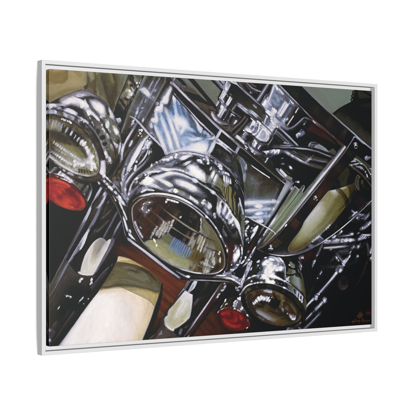 The Harley- Motorcycle Harley Davidson Rider Art Print, Framed 1.25" Matte Canvas Style