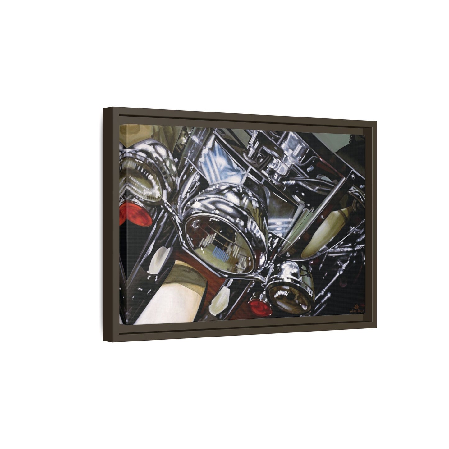 The Harley- Motorcycle Harley Davidson Rider Art Print, Framed 1.25" Matte Canvas Style