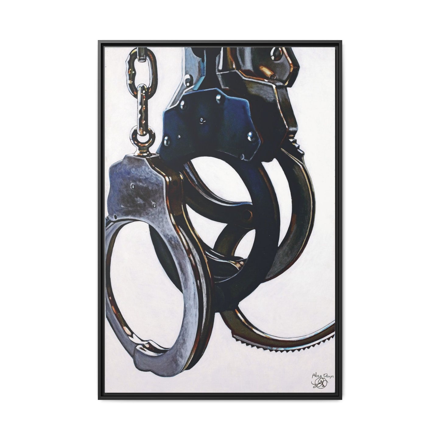 Cuffs- Police Officer Cop Law Enforcement Hero Art Print, 1.25" Framed Matte Canvas Style