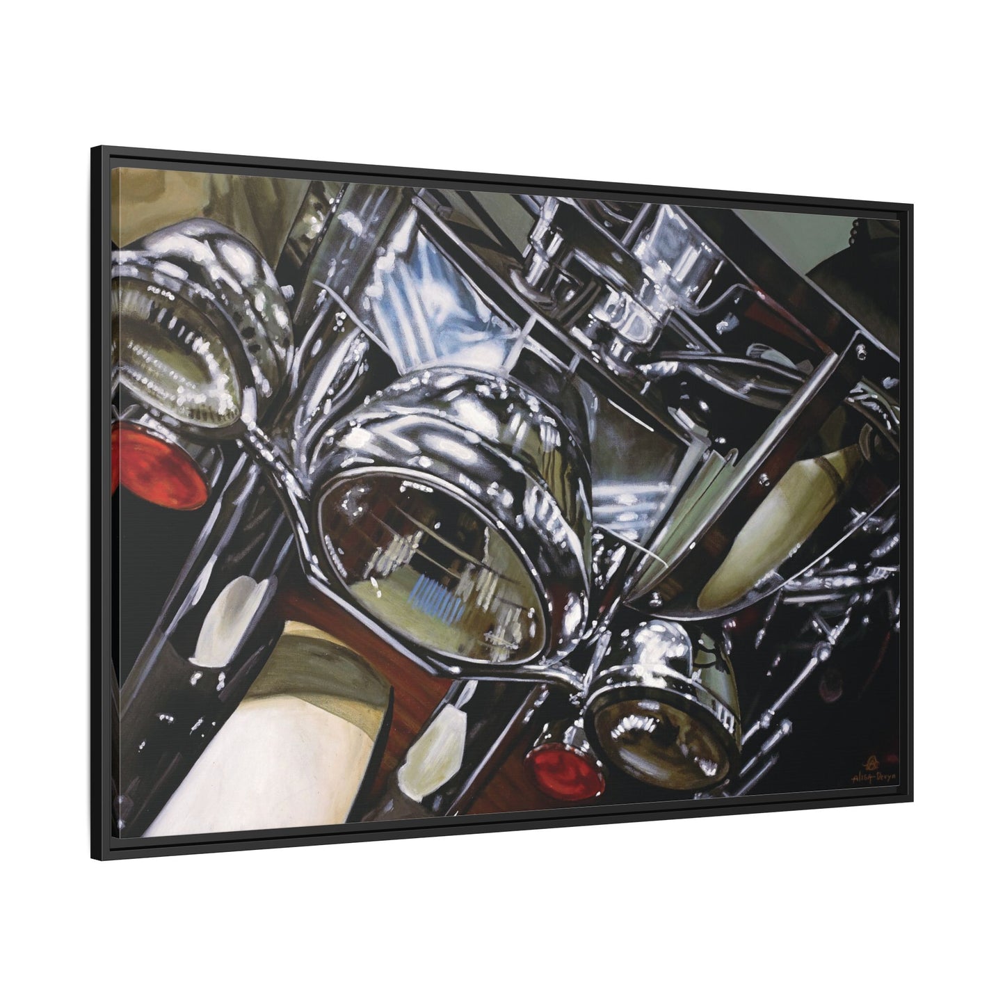 The Harley- Motorcycle Harley Davidson Rider Art Print, Framed 1.25" Matte Canvas Style