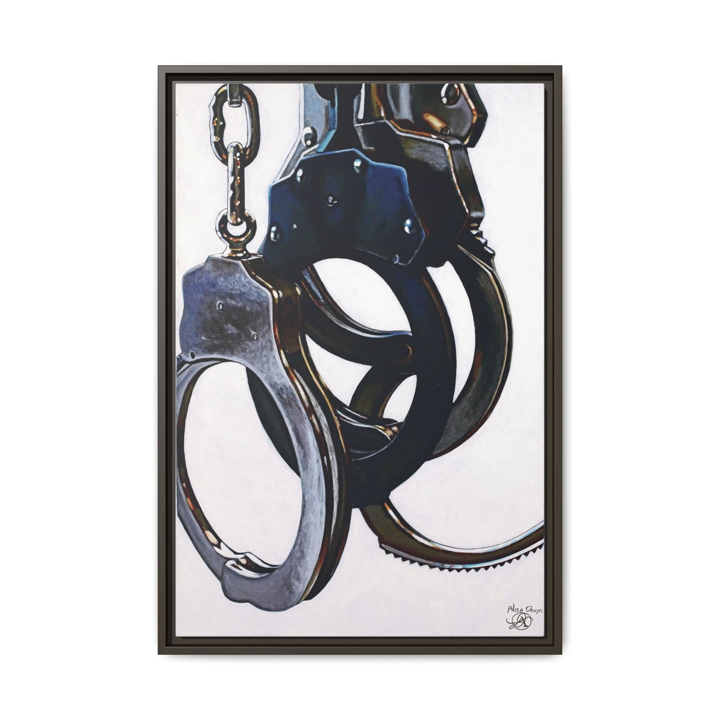 Cuffs- Police Officer Cop Law Enforcement Hero Art Print, 1.25" Framed Matte Canvas Style