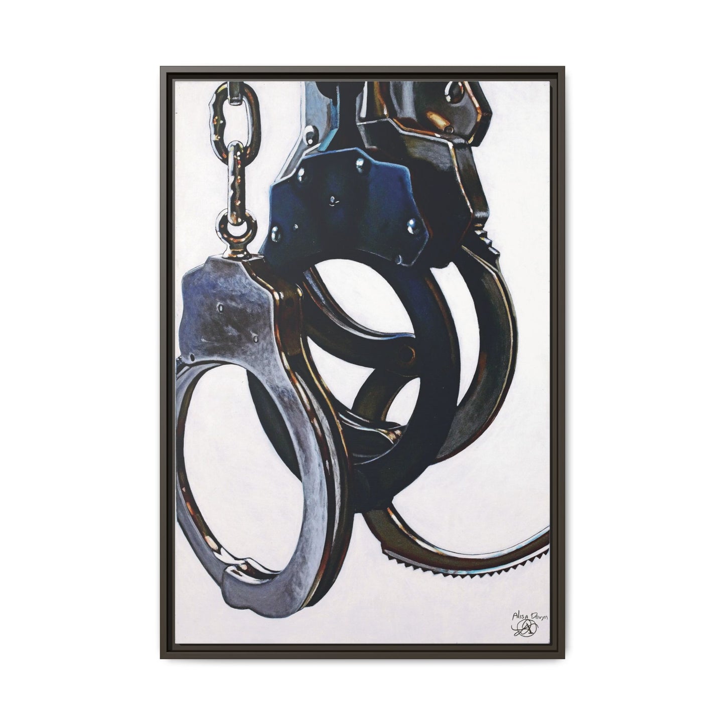 Cuffs- Police Officer Cop Law Enforcement Hero Art Print, 1.25" Framed Matte Canvas Style